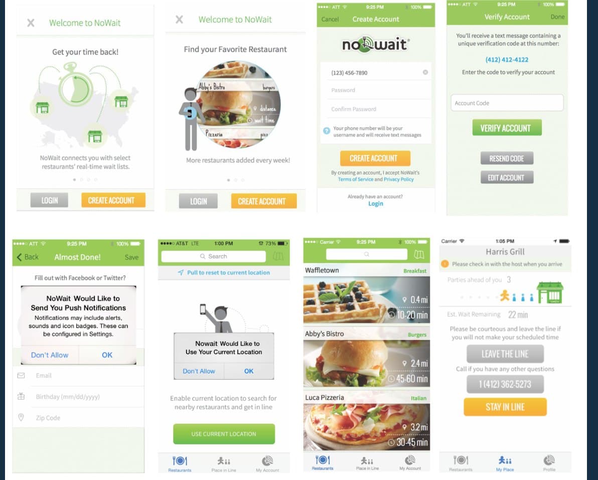 The inherited sign-up flow: eight screens