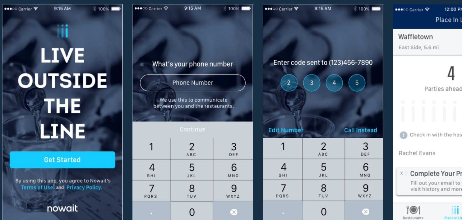 The shipped four-screen flow
